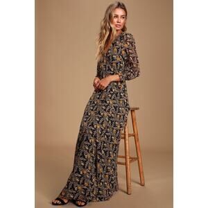 Lulus Floral Wrap Maxi Dress